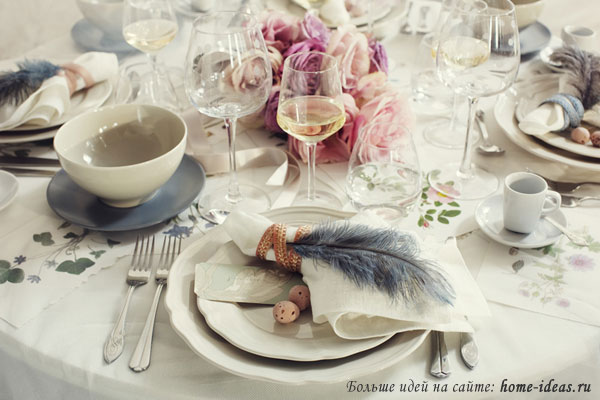 Стильное убранство стола в романтическом стиле Красивый декор пасхального стола