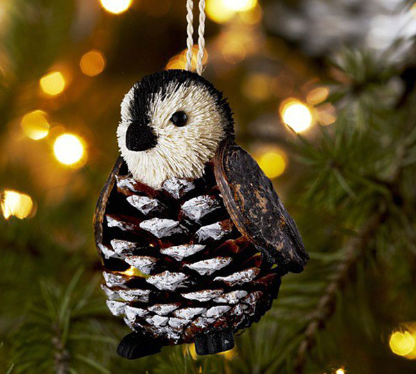 Елочная игрушка сова из шишки своими руками | Как сделать новогоднюю сову на елку