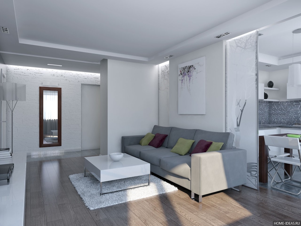 Dizajn malog stana: interijer u trendi sivoj boji
