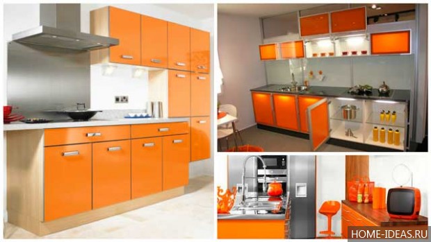 Оранжевая кухня в интерьере: фото