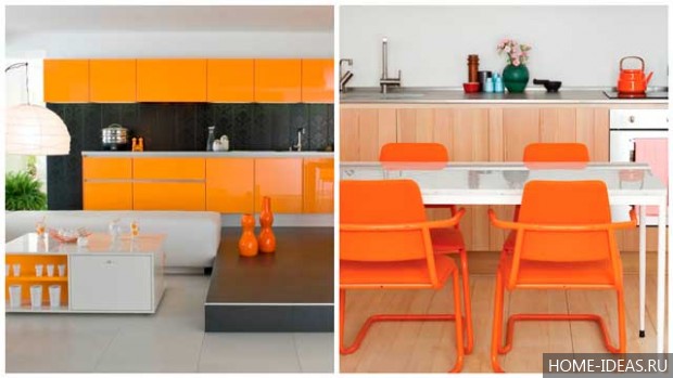 Оранжевая кухня в интерьере: фото